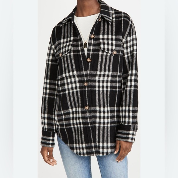 Reformation Jackets & Blazers - Reformation Giles Wool Blend Plaid Black White Jacket Medium